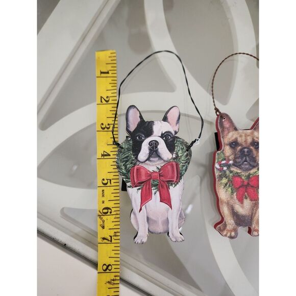 Candy Cane Frenchie Christmas Ornament ( 2 Piece Set ) - Picture 5 of 5